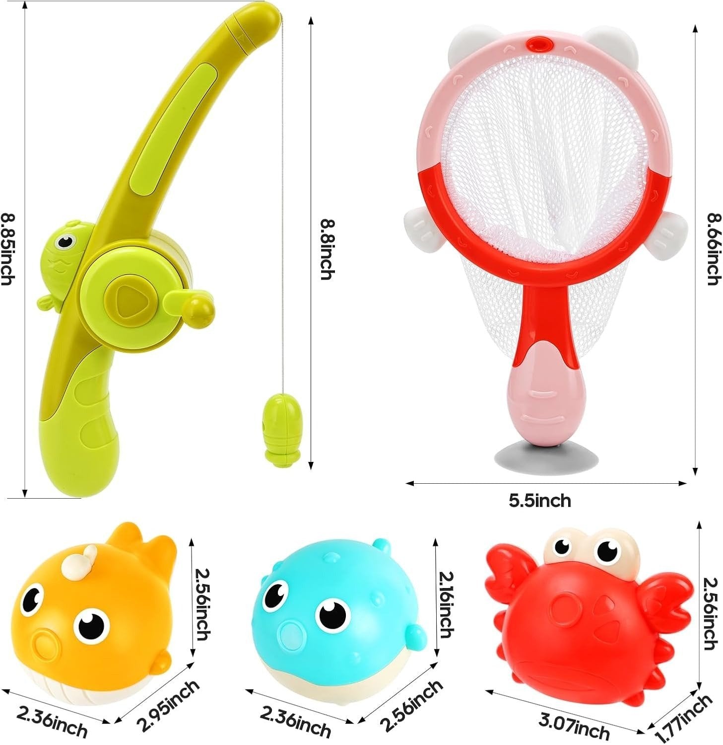 Magnetic LED Fishing Toy Set – Light-Up Bath Toys with Rod and 360° Rotating Reel for Kids Ages 3+