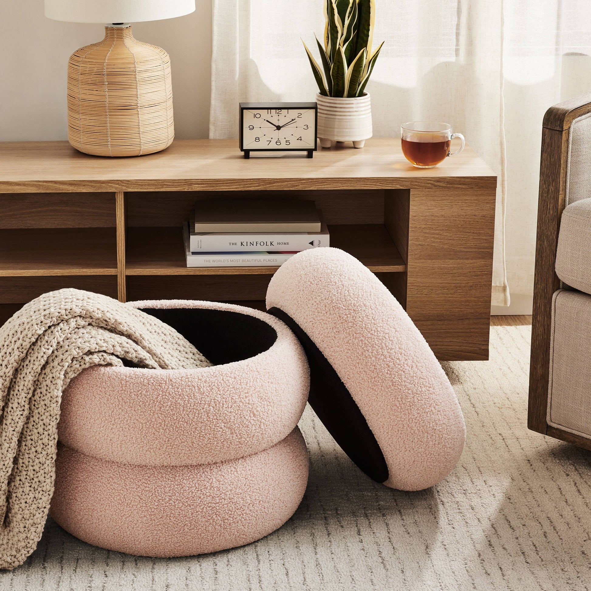 Plush Circular Storage Footstool - Halri
