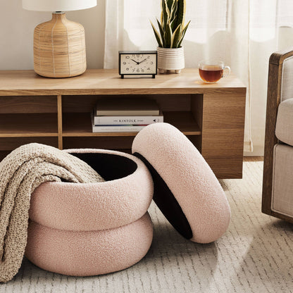 Plush Circular Storage Footstool - Halri