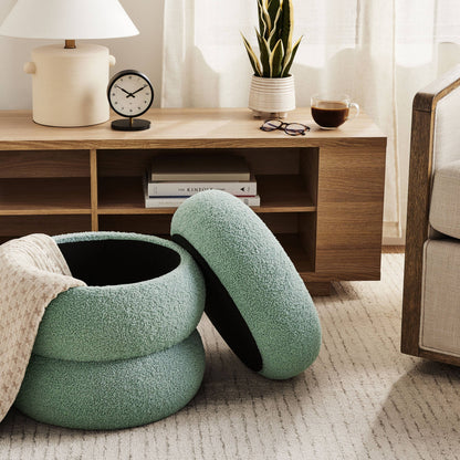 Plush Circular Storage Footstool