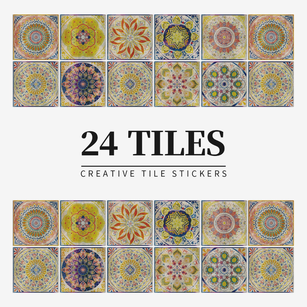 Stunning 24-Piece Vinyl Wall Tile Decals
