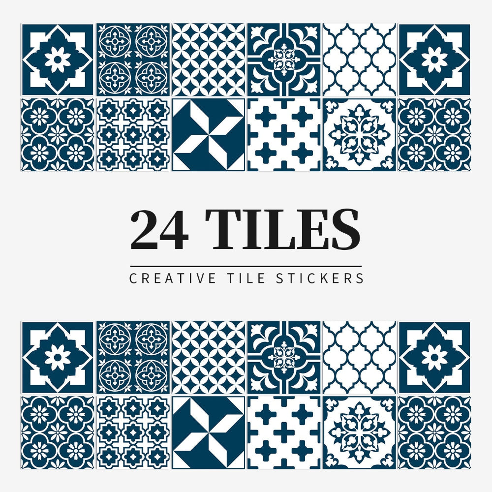 Stunning 24-Piece Vinyl Wall Tile Decals