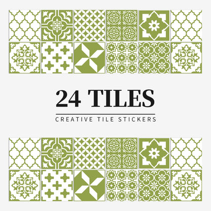 Stunning 24-Piece Vinyl Wall Tile Decals