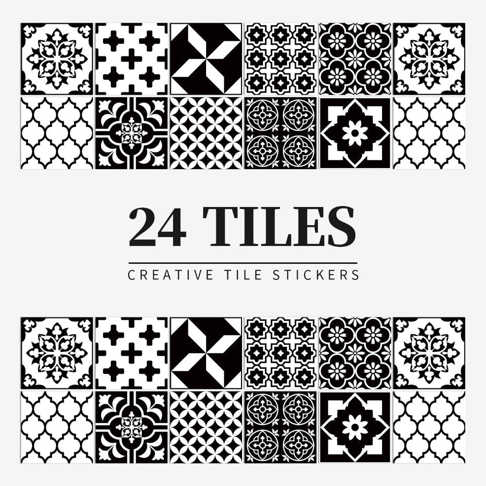 Stunning 24-Piece Vinyl Wall Tile Decals