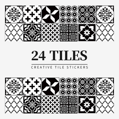 Stunning 24-Piece Vinyl Wall Tile Decals
