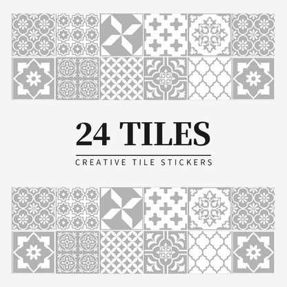 Stunning 24-Piece Vinyl Wall Tile Decals