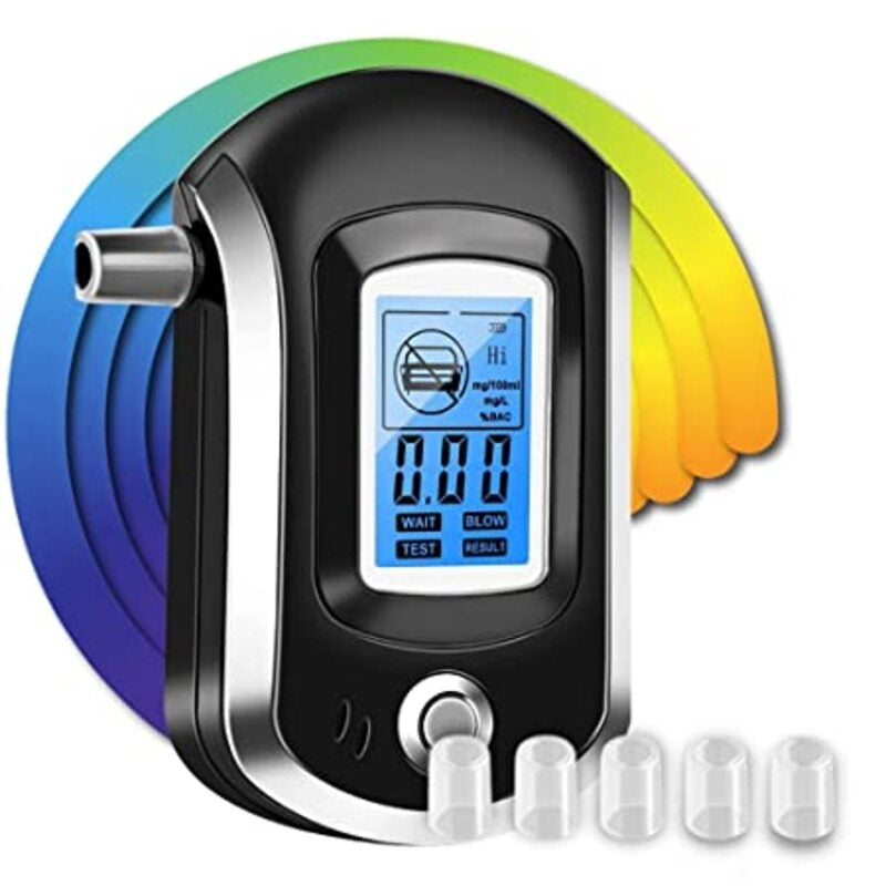Mini Digital Breath Alcohol Tester with LCD Screen & Mouthpieces