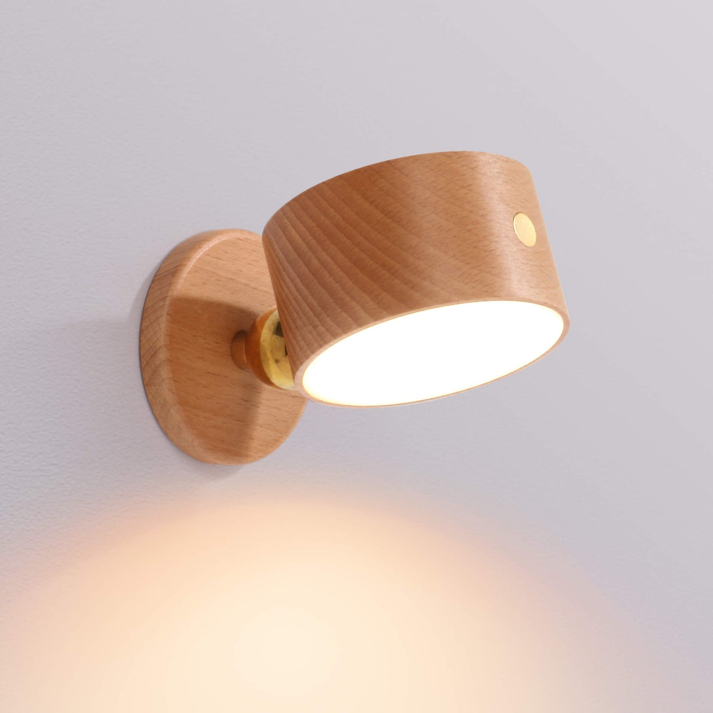Simple Round LED Wall Light - Contemporary Wood Style - Halri