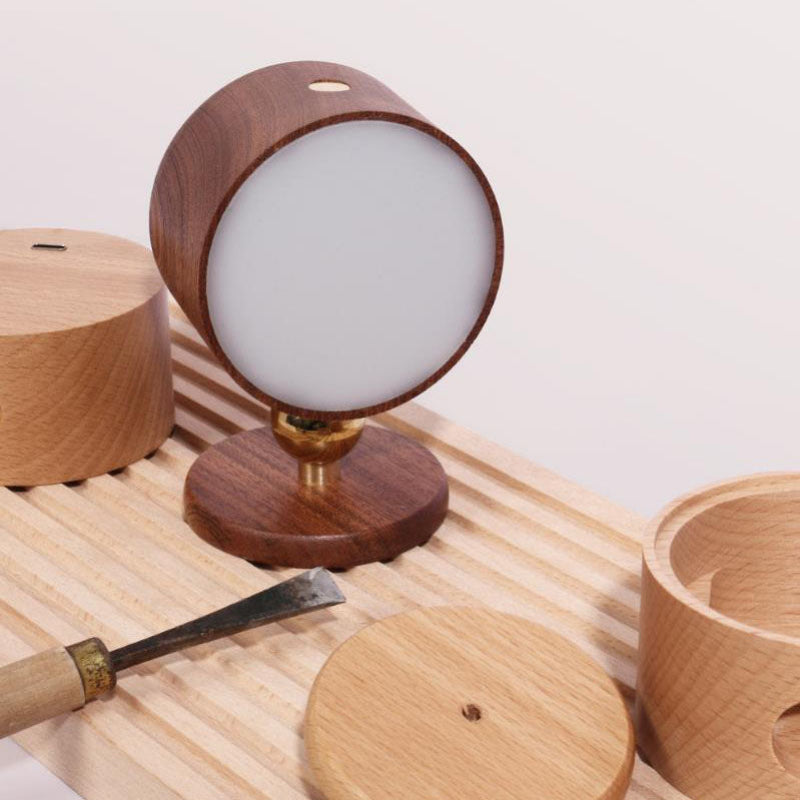 Minimalist Round LED Wall Sconce - Modern Wooden Design with Rechargeable Convenience for Ambient Lighting 8