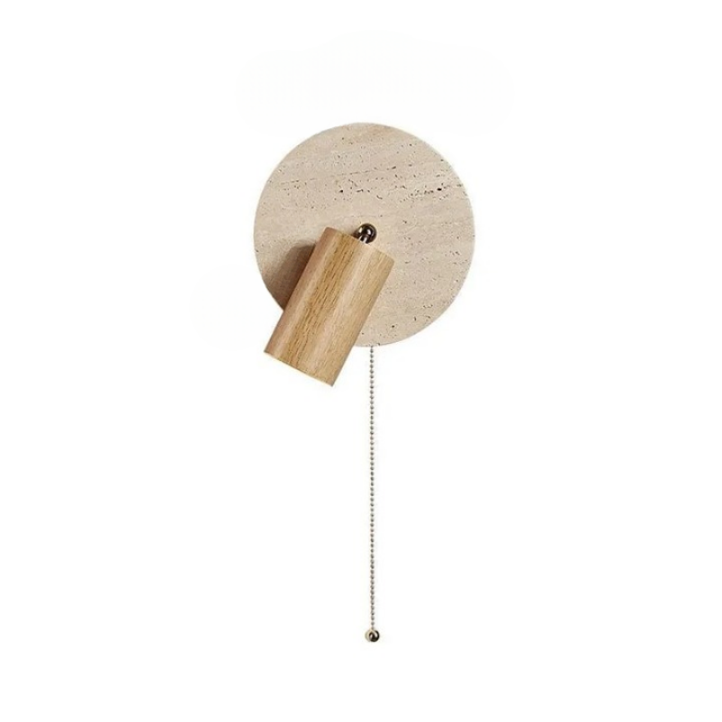 Modern Rotatable LED Wall Sconce with Travertine and Wood – Adjustable Spotlight Wall Lamp for Cozy Living Spaces 4