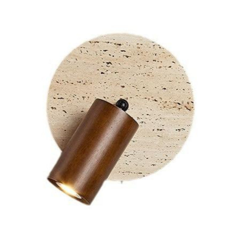Modern Rotatable LED Wall Sconce with Travertine and Wood – Adjustable Spotlight Wall Lamp for Cozy Living Spaces 9