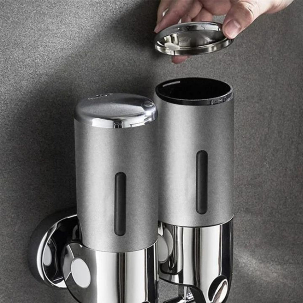 Modern Wall-Mounted Soap Dispenser – Elegant Stainless Steel Bathroom Accessory for Liquid Soap and Lotion 6