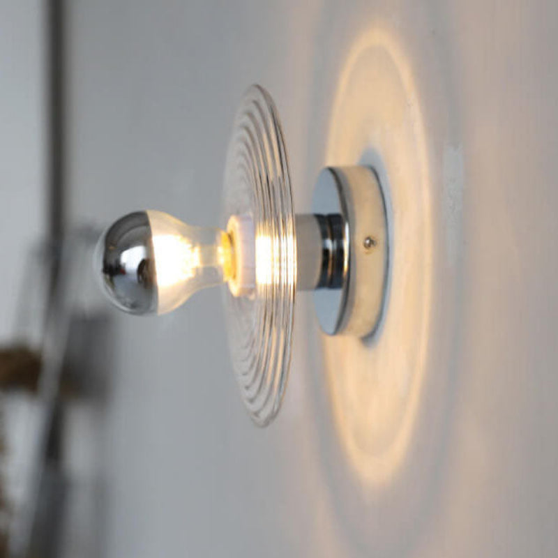 Modern Water Ripple Glass Wall Sconce Lamp - 1-Light Wall Light Fixture for Bedroom and Living Room, Durable Iron and Glass Design 7