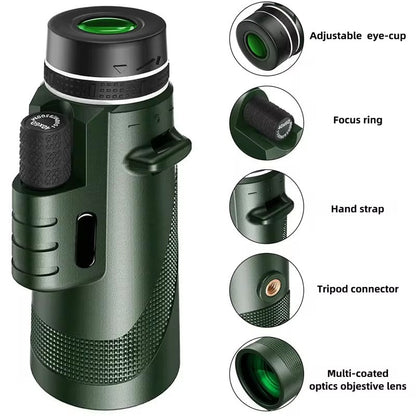 Compact High Zoom Monocular Telescope with Tripod