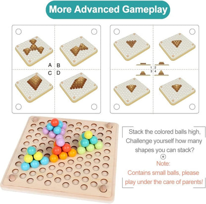 Montessori Wooden Bead Game with Color Recognition and Fine Motor Skills Training, Safe for Ages 3+