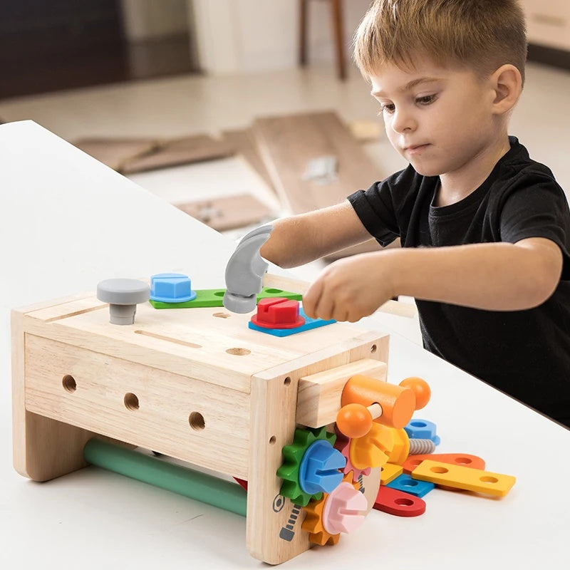 Kids Wooden Workbench Toy Set, Durable Construction Play Set - Halri