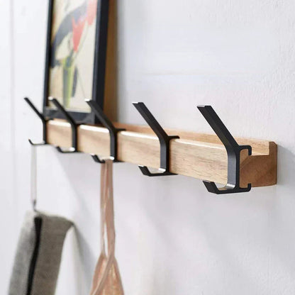Space Saving Wooden Coat Hook Rack with 5 Hooks - Halri
