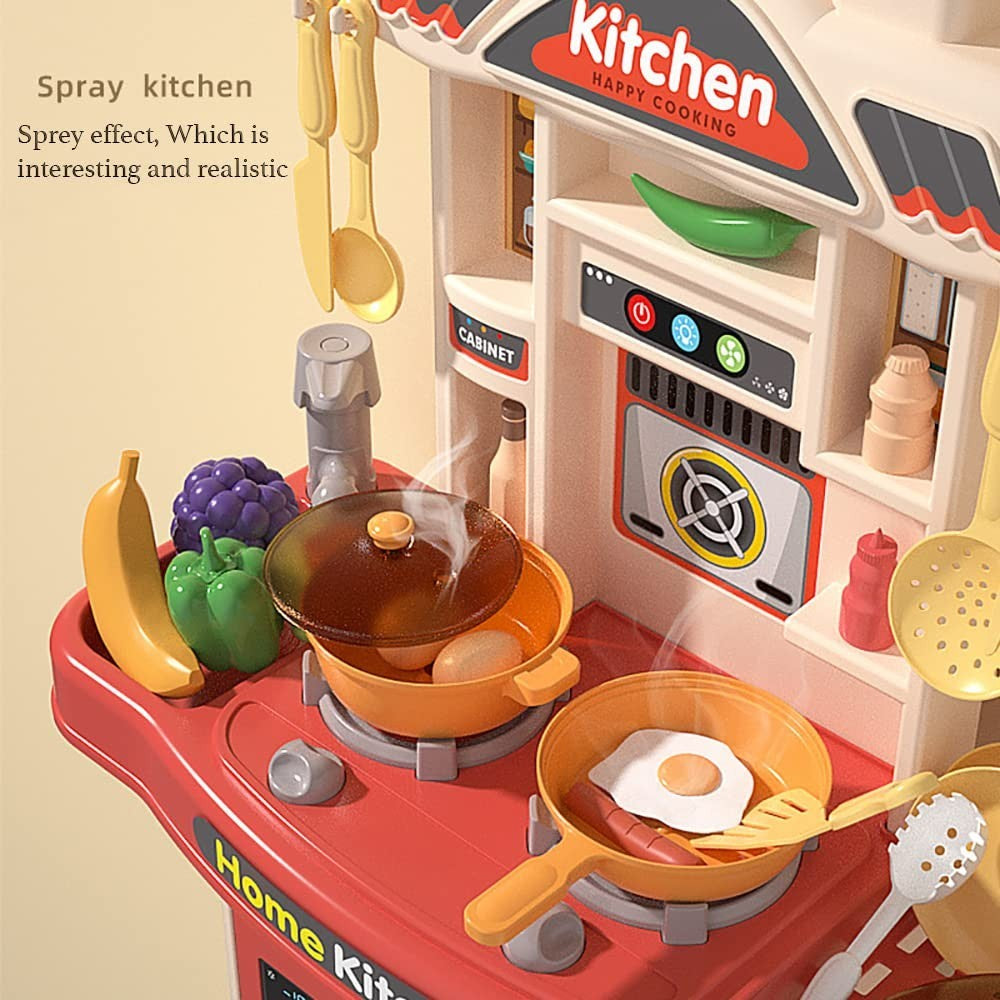 My First Kitchen Set Kitchen Playset Role Playing Game with Light and Sound Realistic Press Water Faucet & Kitchenware Gift for Kids