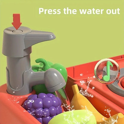 My First Kitchen Set Kitchen Playset Role Playing Game with Light and Sound Realistic Press Water Faucet & Kitchenware Gift for Kids