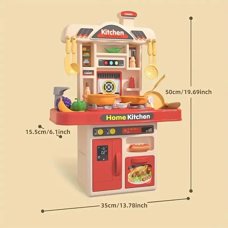 My First Kitchen Set Kitchen Playset Role Playing Game with Light and Sound Realistic Press Water Faucet & Kitchenware Gift for Kids