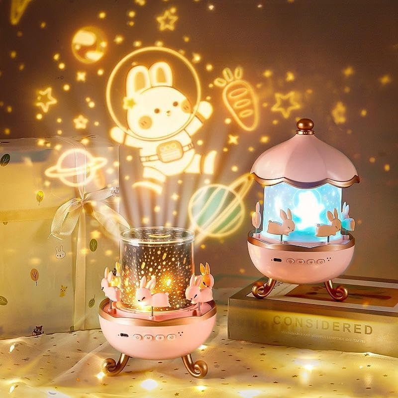 Night Light Projector with Rotating Scenes, 12 Projection Films, 360° Silent Rotation