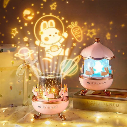Night Light Projector with Rotating Scenes, 12 Projection Films, 360° Silent Rotation