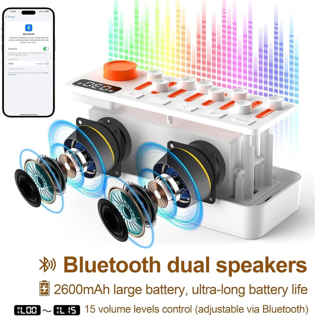 Noise Sleep Sound Machine - 256 Sound Options, RGB Lights, Bluetooth, Auto Timer, Relax & Focus Aid