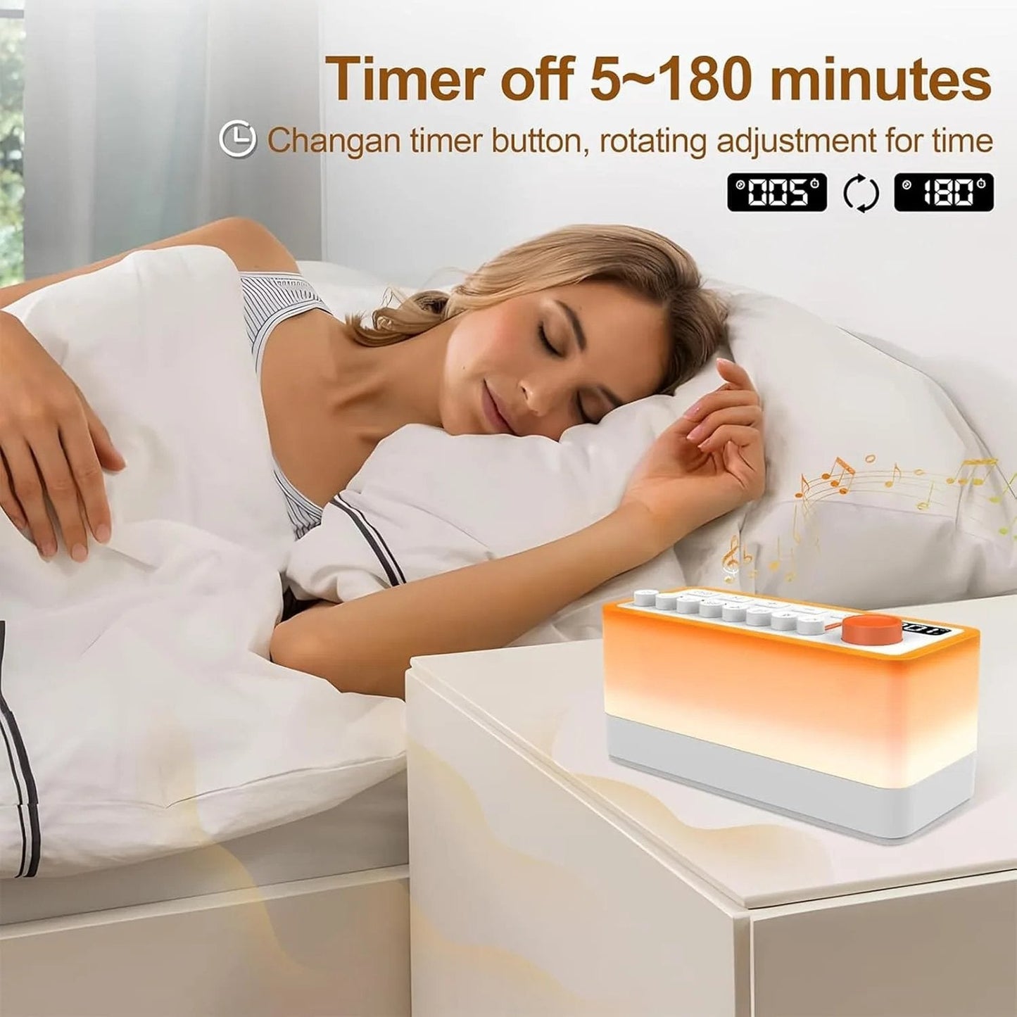 Noise Sleep Sound Machine - 256 Sound Options, RGB Lights, Bluetooth, Auto Timer, Relax & Focus Aid