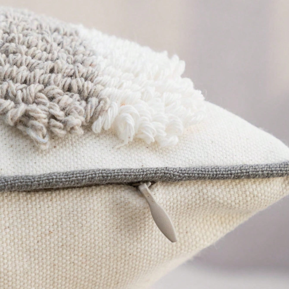 U-Shape Tufted Cushion Cover in Gray and White – Soft Cotton Blend Sofa and Couch Cushion Covers, 30x50cm 5