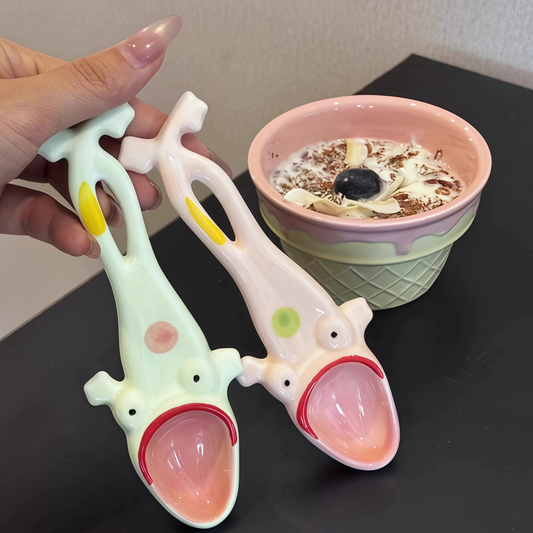 Quirky Green Frog Ceramic Serving Spoon - Halri