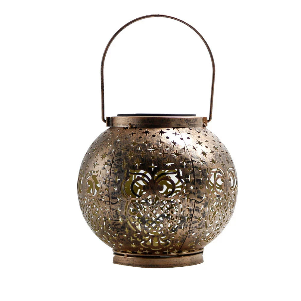 Rustic Metal Solar Lantern Outdoor Decor - Halri
