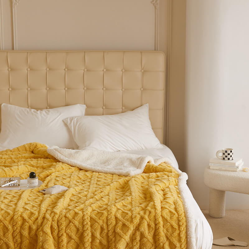 Plush Reversible Fleece Throw Blanket with Soft Texture