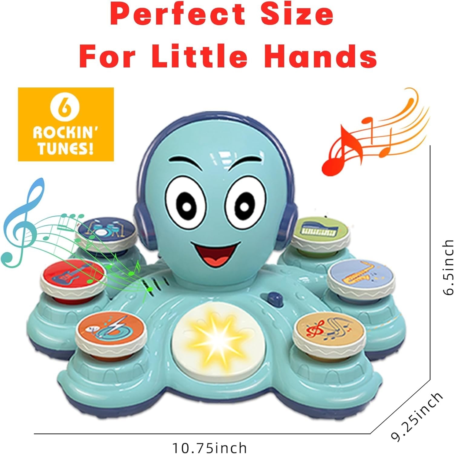 Octopus Musical Toy with 6 Music Buttons and 28 Sound Effects, Safe for Ages 18+ Months