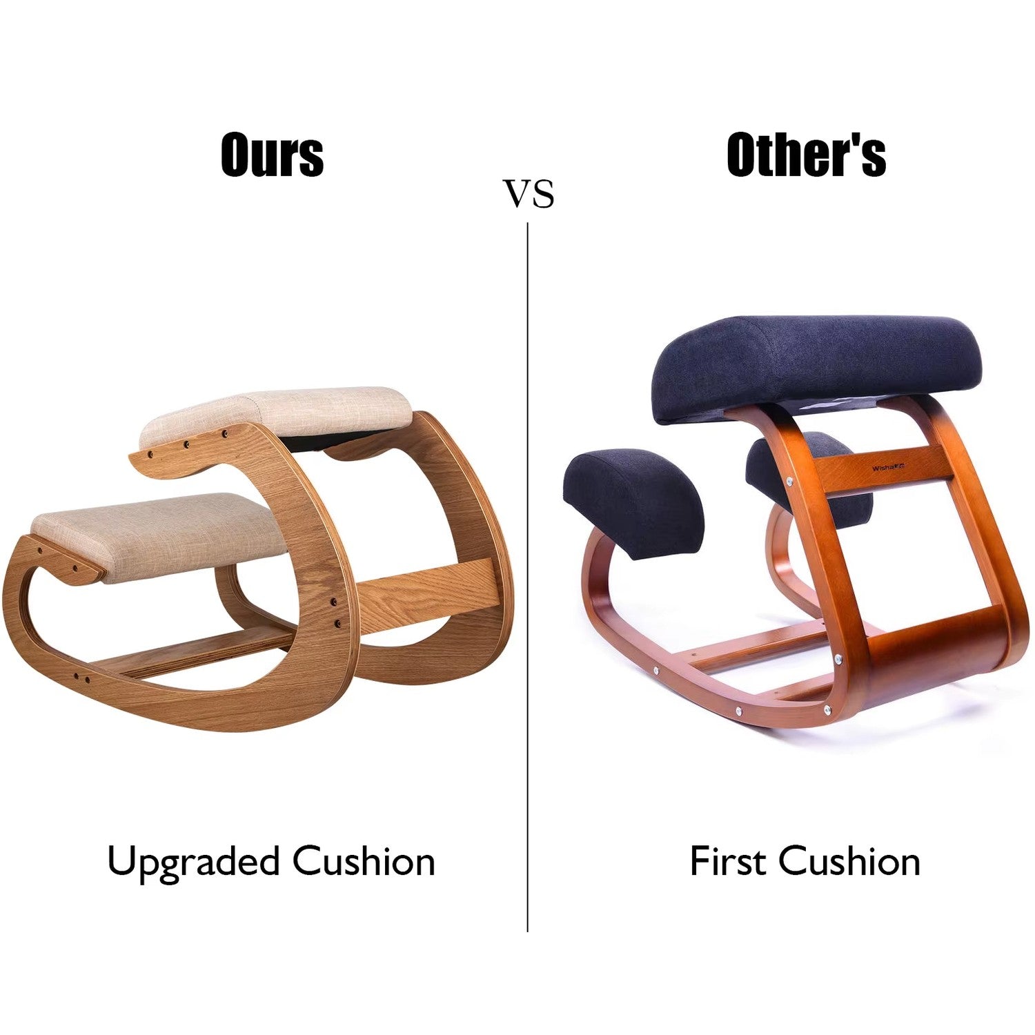 Office Ergonomic Wooden Kneeling Chair Helps Maintain Correct Posture, Thick Cushion