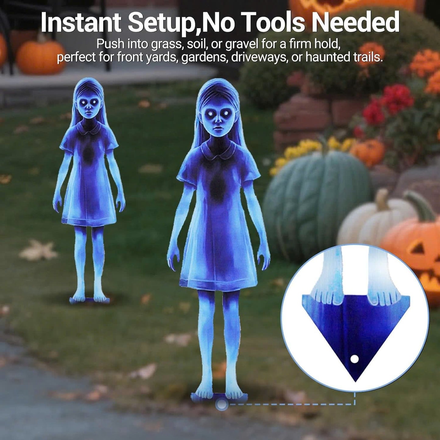 Outdoor Lighted Ghost Halloween Decoration, Safe, Compact & Easy to Install