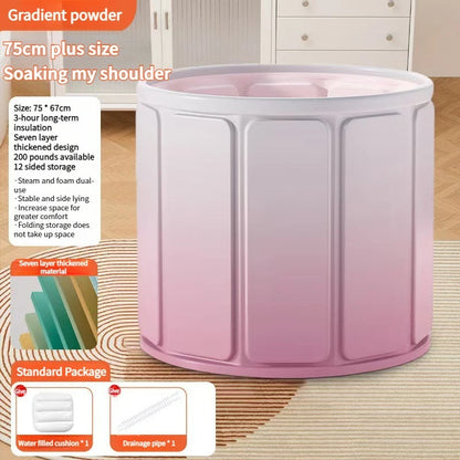 Oversized Portable Foldable Bathtub With Deep Soak, Quick Fold, Long Heat Retention, Fast Drain for Relaxation in Small Bathrooms