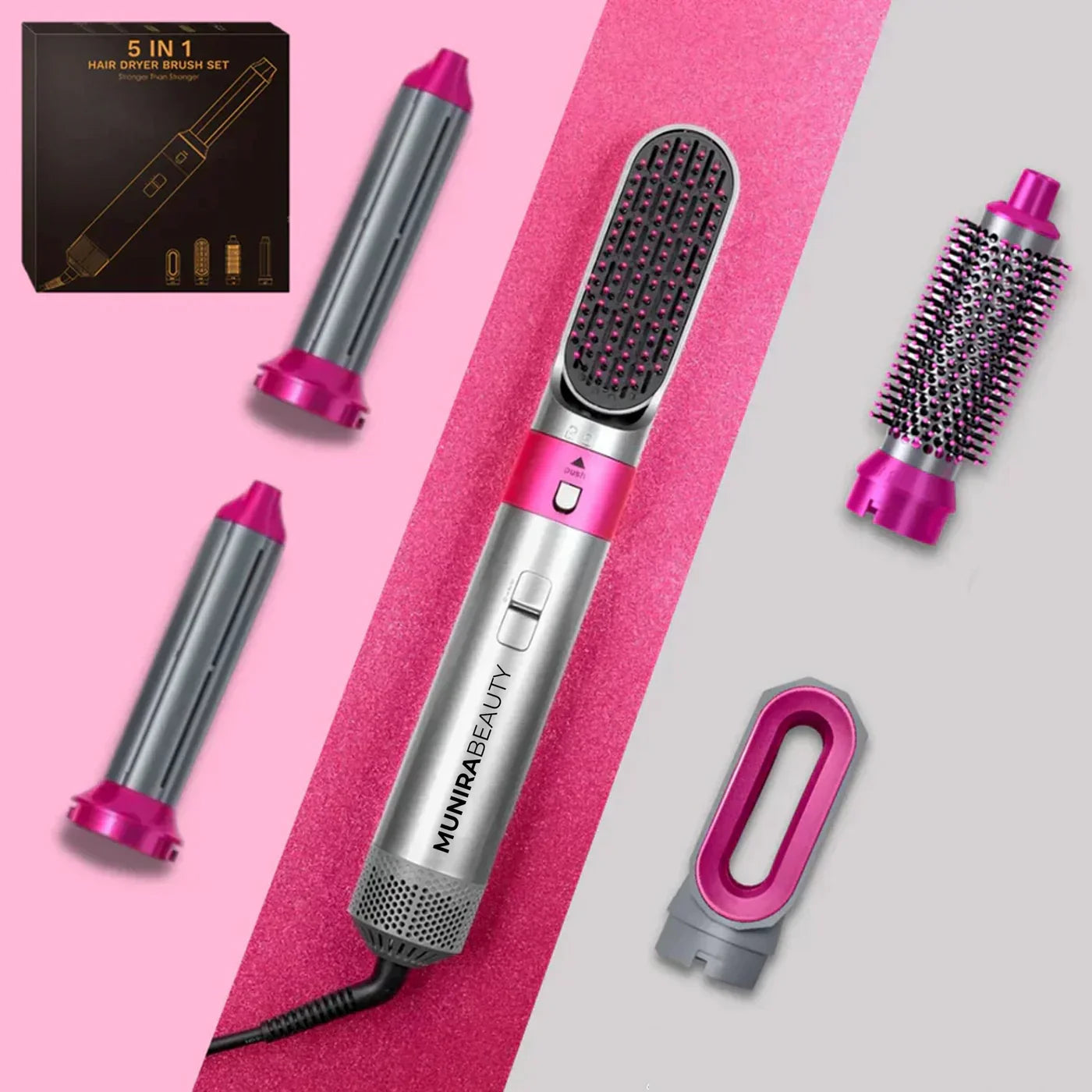 Premium 5-in-1 Hair Curler with Hot Air Brush & Dryer