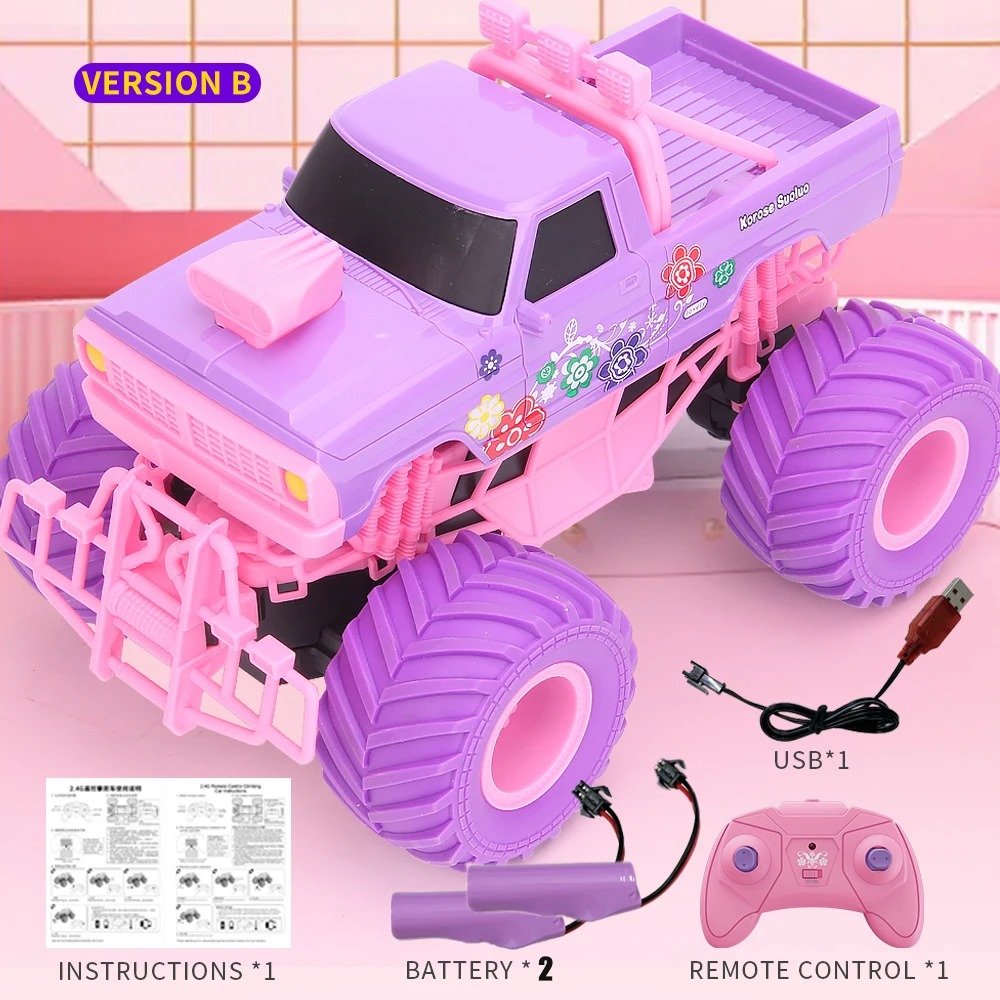 Pink RC Off-Road Car with 2.4GHz Remote Control and Built-in Battery – Safe for Ages 6+