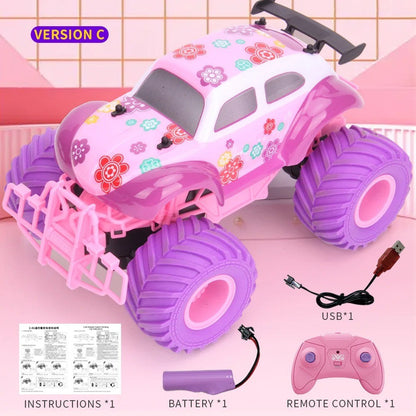 Pink RC Off-Road Car with 2.4GHz Remote Control and Built-in Battery – Safe for Ages 6+
