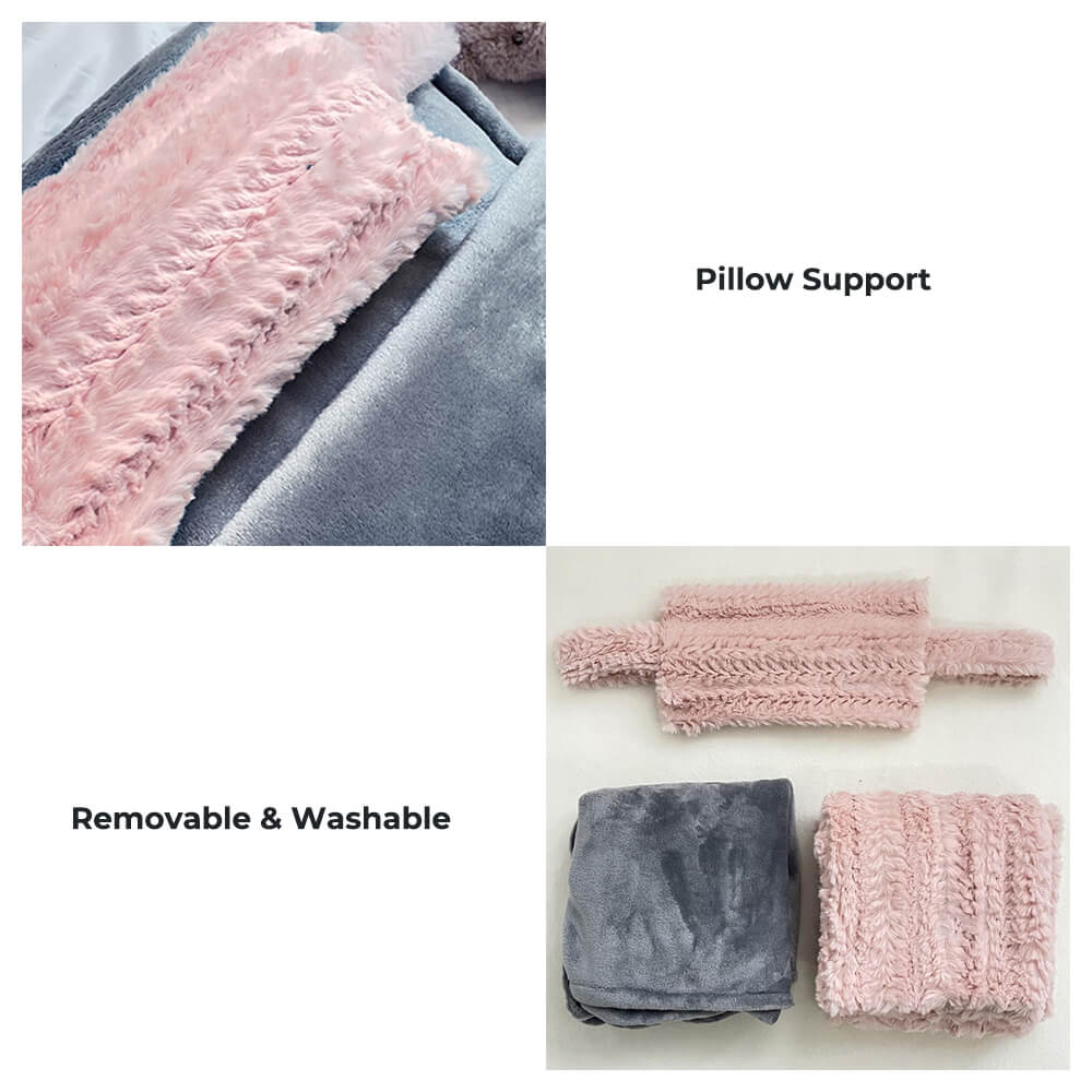 Soft Pink Cozy Pet Bed with Cushion & Throw