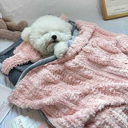 Soft Pink Cozy Pet Bed with Cushion & Throw - Halri