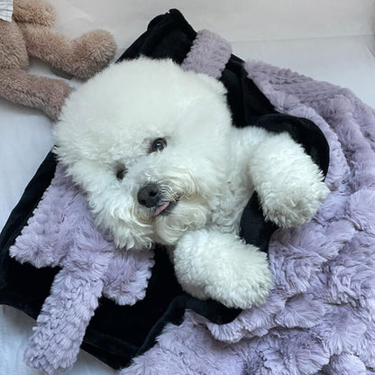 Soft Pink Cozy Pet Bed with Cushion & Throw