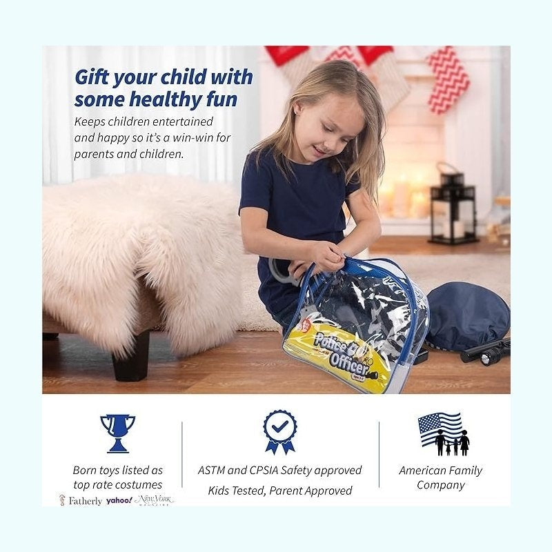 Police Costume Set with Realistic Accessories, Light & Sound Effects, Unisex, Easy to Store & Carry for Ages 3+
