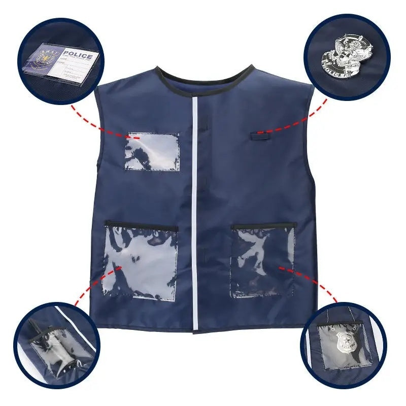 Police Costume Set with Realistic Accessories, Light & Sound Effects, Unisex, Easy to Store & Carry for Ages 3+