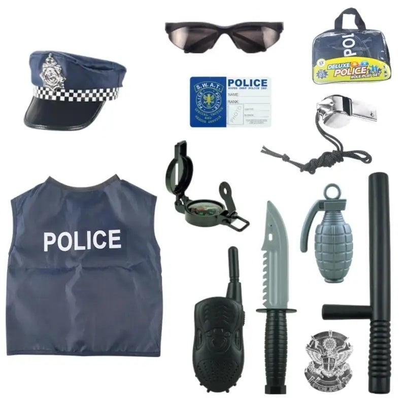 Police Costume Set with Realistic Accessories, Light & Sound Effects, Unisex, Easy to Store & Carry for Ages 3+