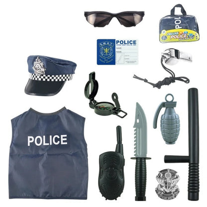 Police Costume Set with Realistic Accessories, Light & Sound Effects, Unisex, Easy to Store & Carry for Ages 3+