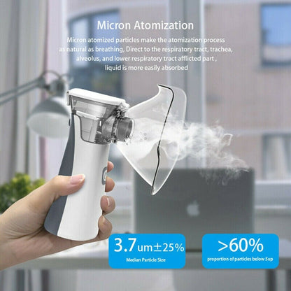 Portable Mesh Nebulizer - Handheld Breathing Relief With Fine Mist, USB AA Powered, Auto Shut-Off, Quiet Operation