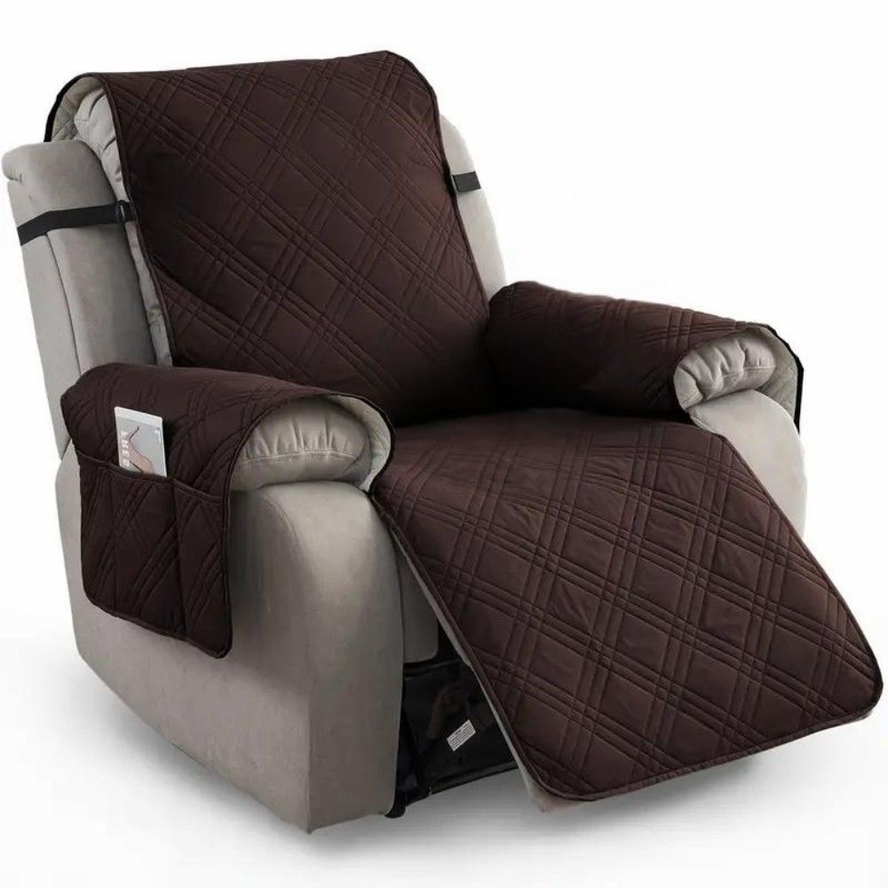 Durable Recliner Cover Quilted Cushion with Storage Pocket - Halri