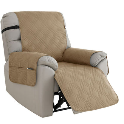 Durable Recliner Cover Quilted Cushion with Storage Pocket