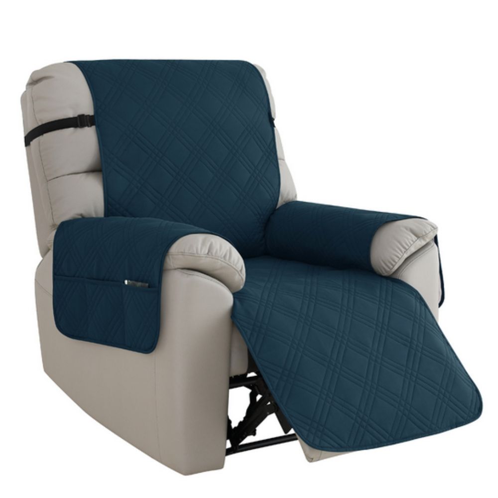 Durable Recliner Cover Quilted Cushion with Storage Pocket
